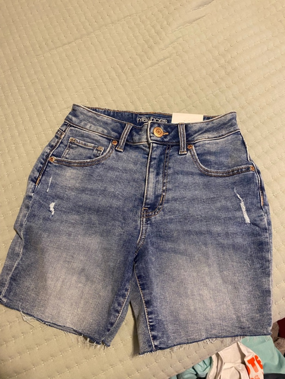 Maurices Light Wash High-Rise Denim Shorts